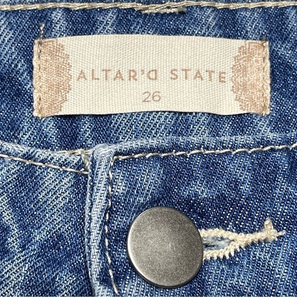 Altar’d State Blue Jeans Denim 26x32 Straight Leg Distressed T6129 NEW - Picture 12 of 16